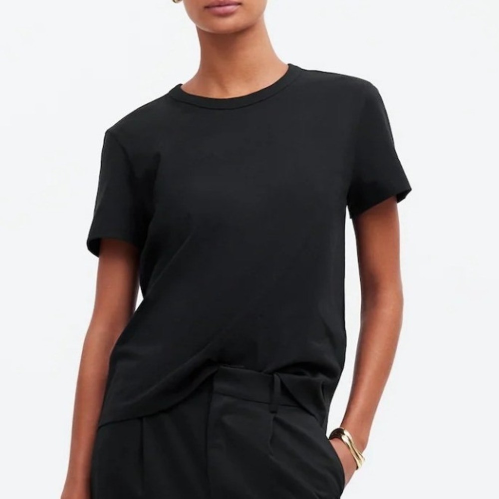 Madewell T-Shirt Women M Black Perfect Crewneck Tee Cotton Normcore Classic NWT
